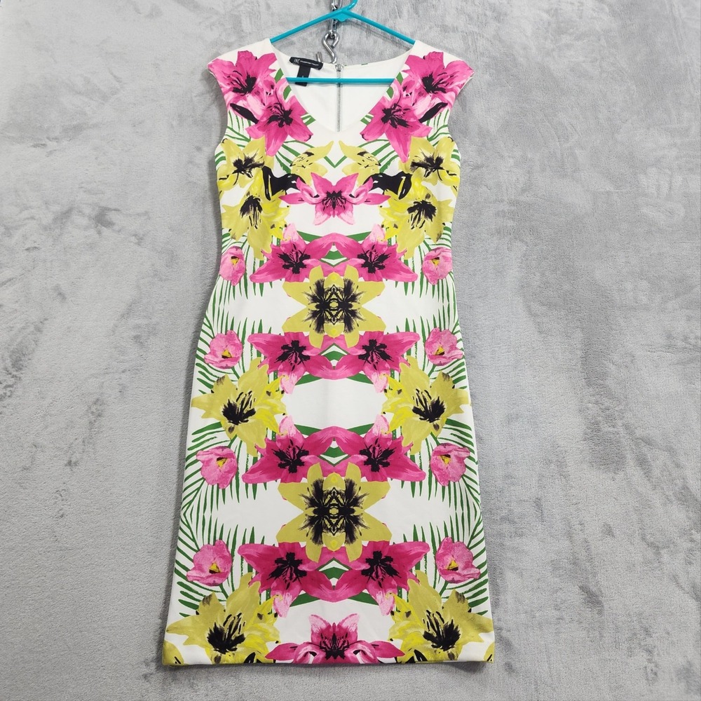 INC International Concepts Dress Womens S Multicolor Floral Tropical Sheath Zip
